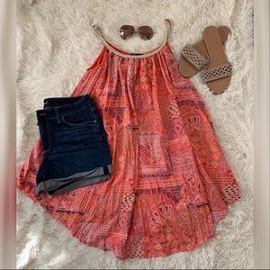 NWOT Kaktus Coral Printed Tunic Tank/Cover Up